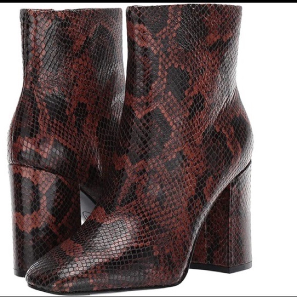 ASH JADE PYTHON LEATHER ANKLE BOOTS COGNAC